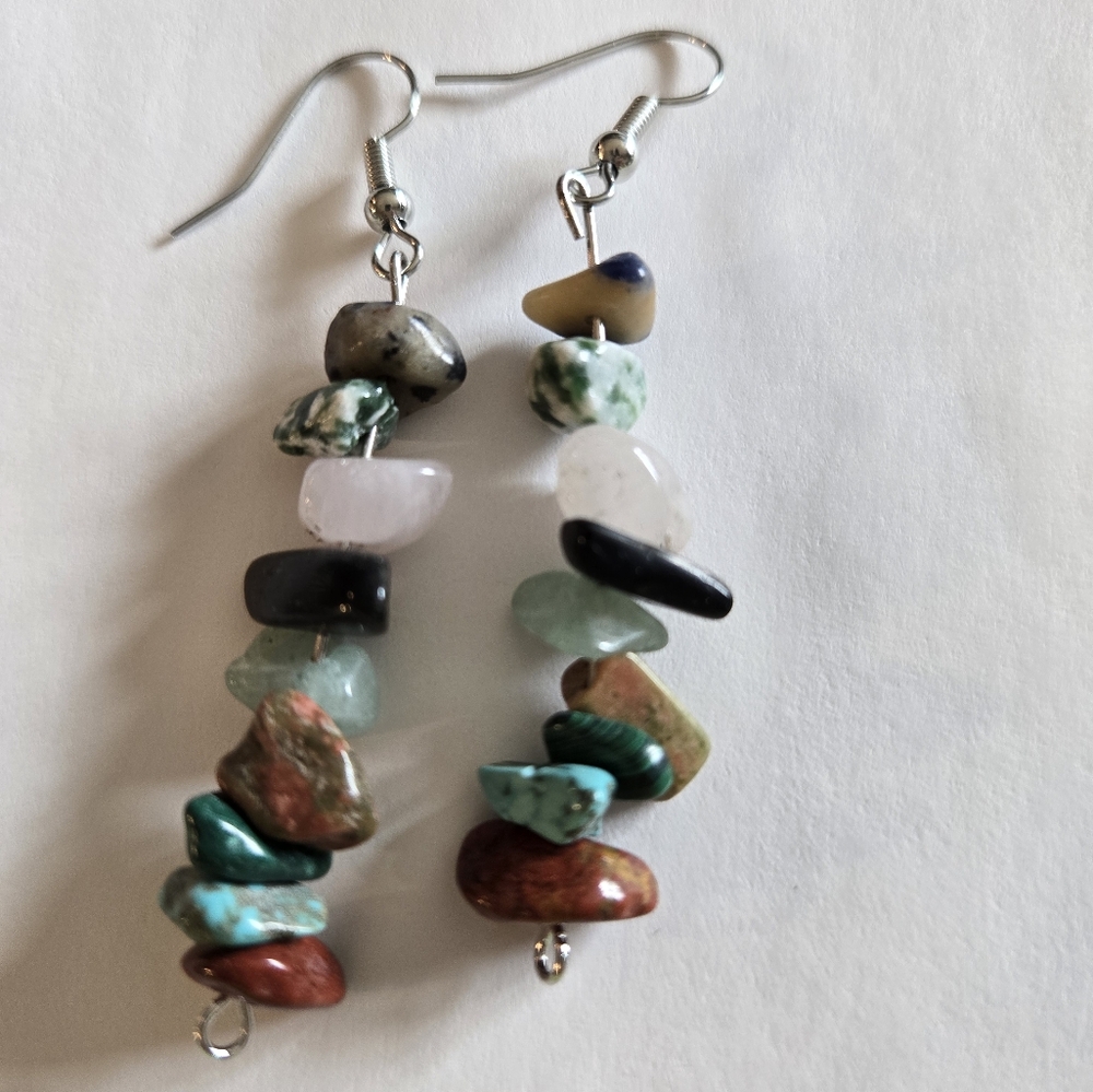 Hand Crafted Multicolored Stone Earrings